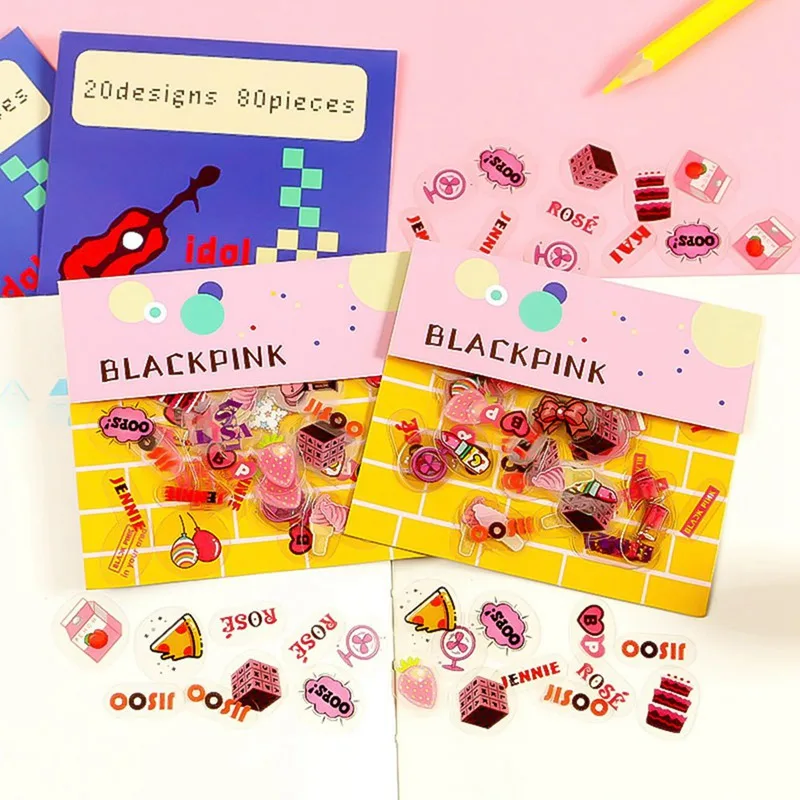1 шт. KPOP дважды EXO WANNAONE черно-розовый мультфильм Kawaii прозрачные наклейки DIY альбом Скрапбукинг подарок