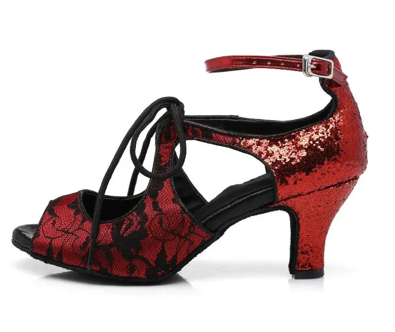 red heel 8.5cm Женская обувь для латинских бальных танцев, женские сандалии для сальсы, высокий каблук 6/7. 5/8. 5 см, черный цвет, Самба, танго, кизомба, танцевальная обувь, мягкая JuseDanc - Цвет: red heel 8.5cm