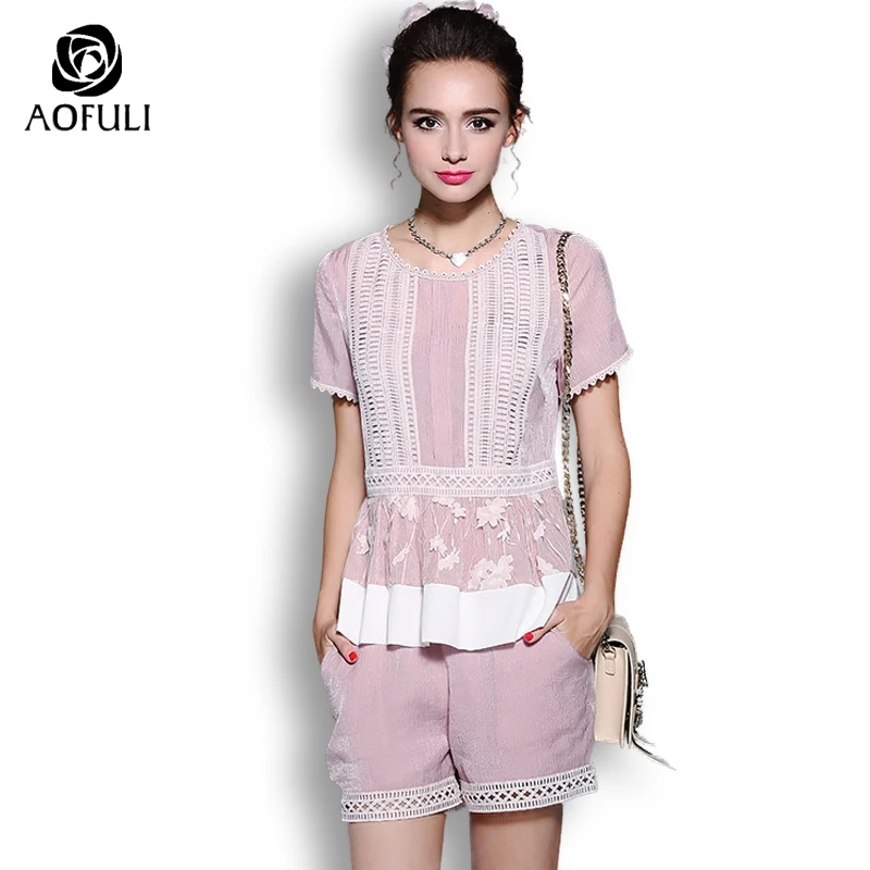 Женский костюм с шортами S/M/L/XL/5XL комплект из двух предметов: блузка коротким