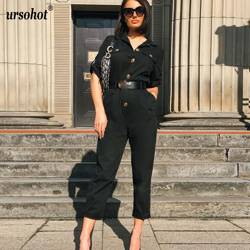 Ursohot Длинные Комбинезоны с карманами для женщин элегантный комбинезон на