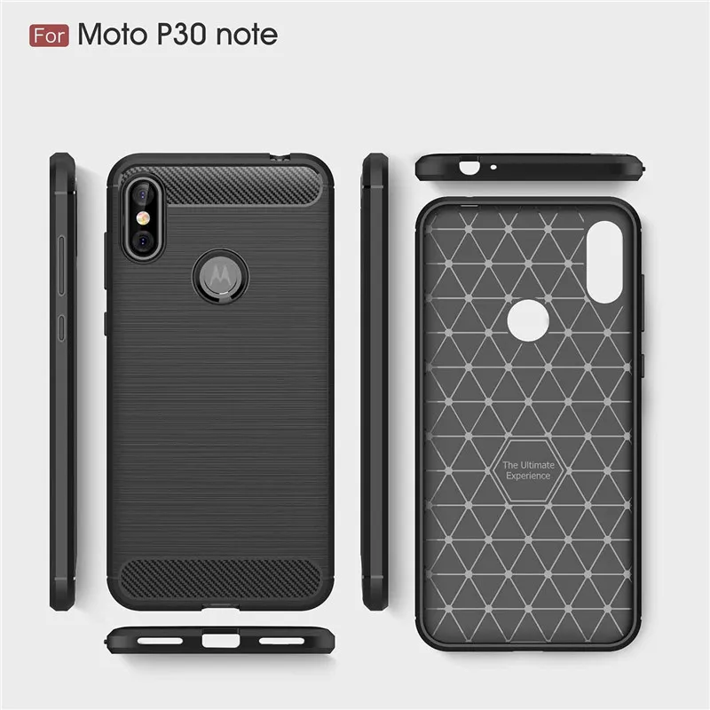 Carbon Fiber Phone Case For Motorole One Power Soft TPU Back Cover Moto Bumper P30 Note 6.2'' | Мобильные телефоны и