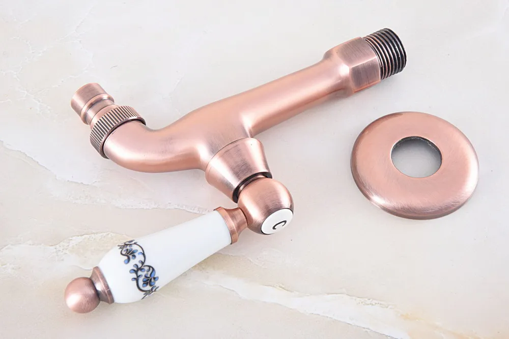 Смеситель для стиральной машины с одной керамической ручкой античная красная