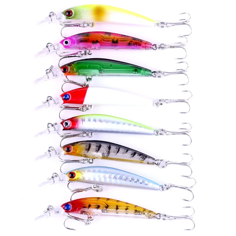 

HENGJIA 8PCS 7CM 4G diving hard minnow fishing lures wobbler pike carp trout crappie catfish fishing baits pesca fishing tackles