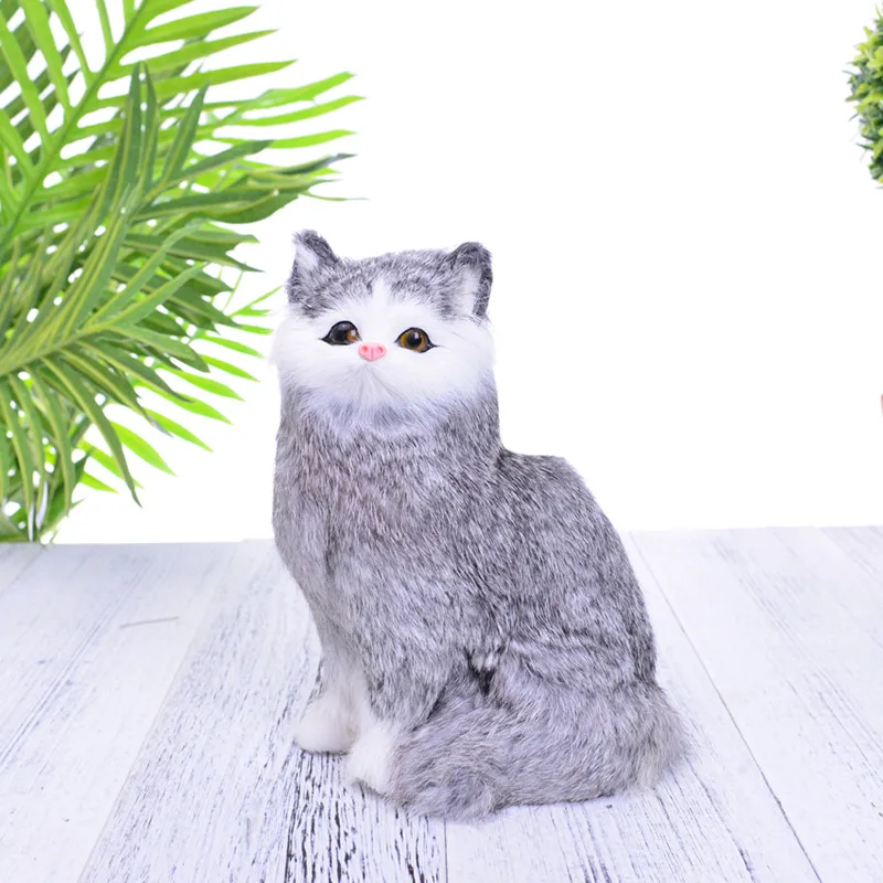 

about 21x15CM simulation gray cat model, polyethylene&furs handicraft Figurines home decoration toy gift a316