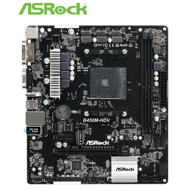 Полный ASRock B450M HDV есть курица Игры Поддержка AMD Ruilong AM4 настольный компьютер материнская плата