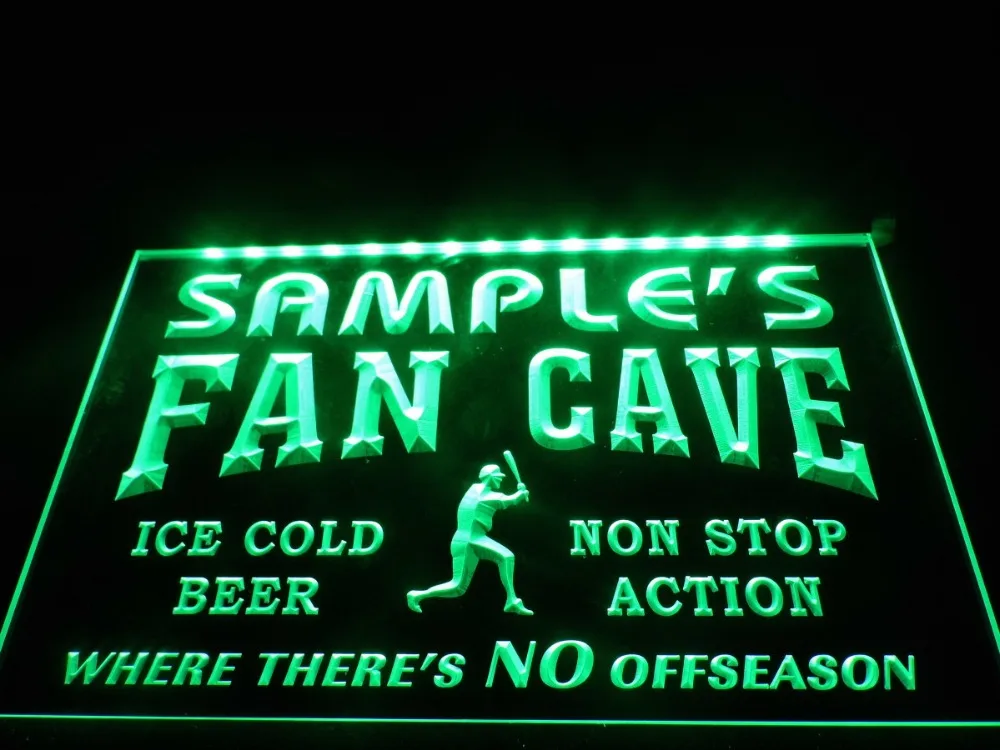 DZ063- Name Personalized Custom Baseball Fan Cave Man Room Bar Beer LED Neon Light Sign | Дом и сад