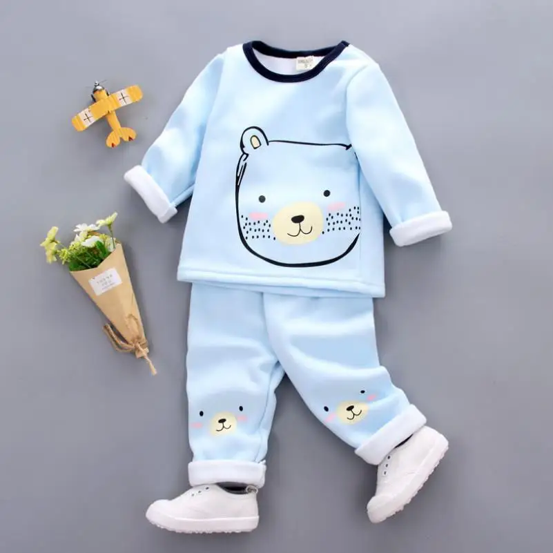 Комплекты бархатной одежды для маленьких девочек теплая блузка с принтом