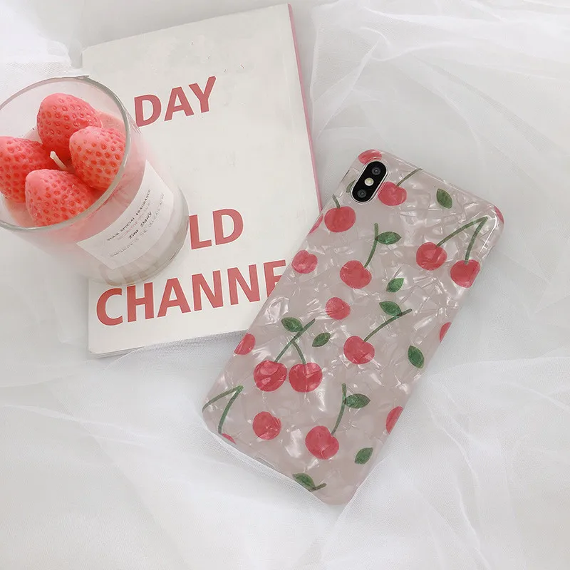 Kawaii японский чехол для телефона с фруктовыми вишнями iPhone 7 Puls 6 6S 8 X XS XR Xsmax чехлы