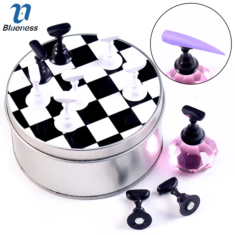 Blueness 1 Набор ложных ногтей Магнитная демонстрационная полка шахматы хрустальные