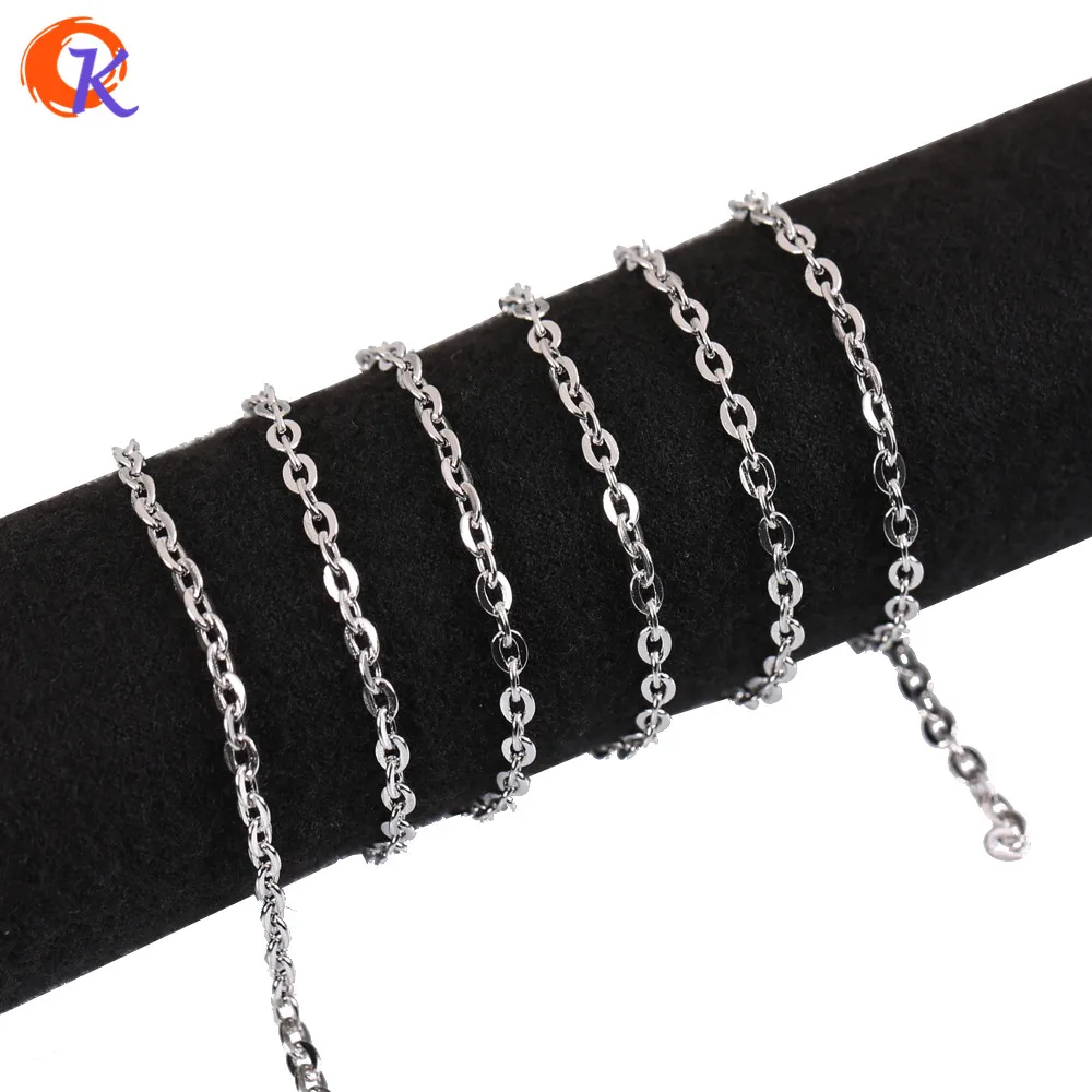 Rhodium Сердечный дизайн, 10 м/лот, родий/серебро/золото KC/бронзовое ожерелье, цепочки, латунь, оптом, для изготовления ювелирных изделий DIY, материалы - Цвет: Rhodium