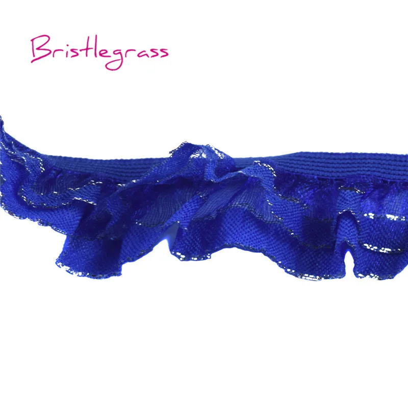 BRISTLEGRASS 5 ярдов 1 "Серебряный Блестящий оборки Лоскутная кружевная отделка
