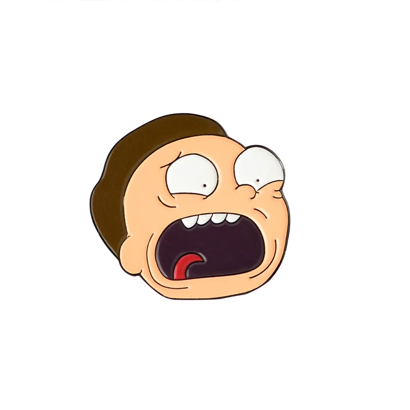 Morty Qihe ювелирные изделия, эмалированные булавки для дедушки, учёного, внука, средний палец, броши, ТВ серии значков, эмалированные булавки, аксессуары - Окраска металла: Morty