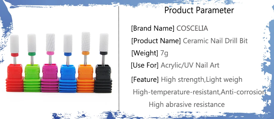 COSCELIA керамические фрезы для ногтей, фрезы для фрезерного станка, фрезы для маникюра, фрезы для снятия геля, лака, керамические фрезы для камня