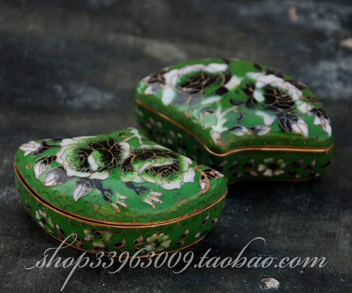 Аутентичные старый пекин перегородчатая чистого серебра синий коробка для