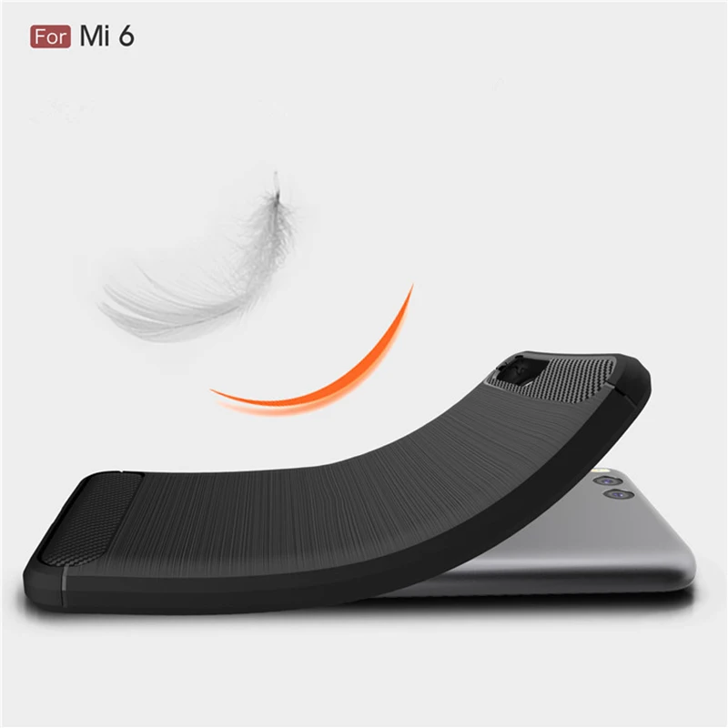 For Xiaomi mi 6 Case Silicone Carbon Fiber Cover for mi6 Soft TPU Coque Slim Texure Back | Мобильные телефоны и