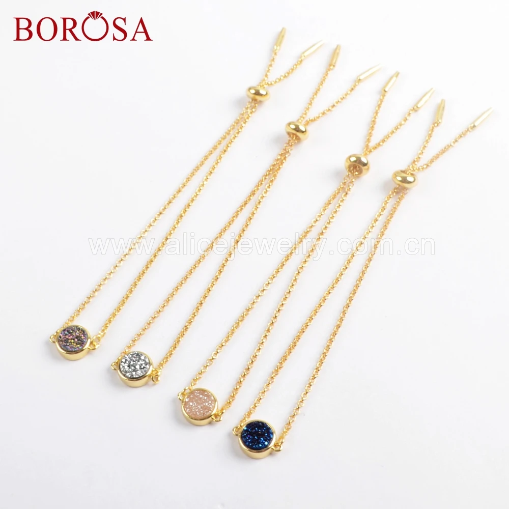 BOROSA 8 шт Круглый Титан Радужная Друза браслеты смешанные цвета крошечные Druzy