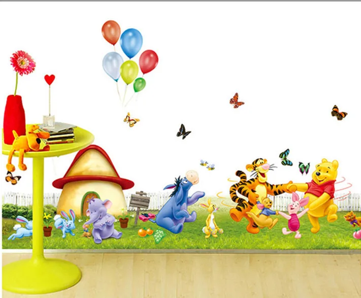 Маленький Медведь Дерево животные мультфильм наклейки на стену для детской