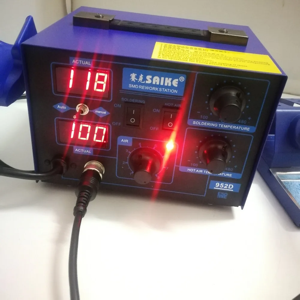 Saike 952D 2 в 1 наладочная станция для пайки пистолет горячего воздуха + паяльник 760 Вт