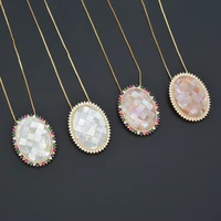 new products come out natural seashells necklace charm round pendant necklace inlaid cz female fashion accessories