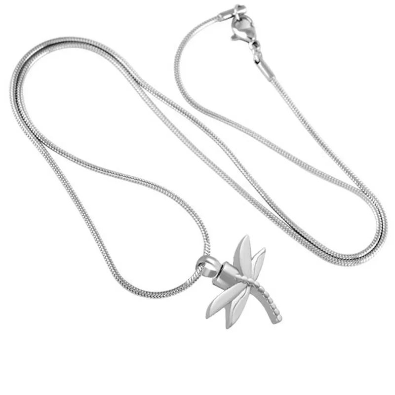 

IJD8120 Low Price Wholesale Dragonfly Cremation Jewelry Stainless Steel Ashes Necklaces for Ashes Women Memorial Charms Pendant