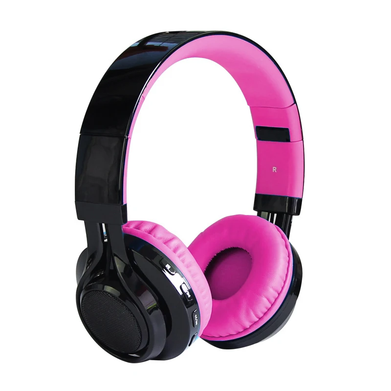 Black Pink Светодиодный светильник, светящийся стерео шлем, аудио Bluetooth наушники, беспроводная большая гарнитура, спортивные наушники, микрофон, TF, FM, для ПК телефона - Цвет: Black Pink