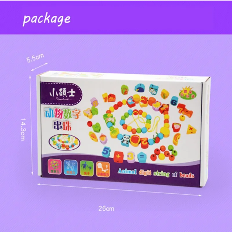 Wood Threading Beads toy Animal Blocks and Number animal digit string of beads Children Gift DIY | Игрушки и хобби