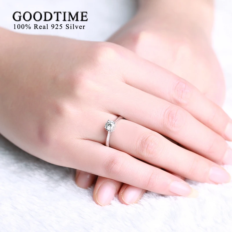 Классические женские обручальные кольца 100% чистое серебро 925 пробы 2 карата