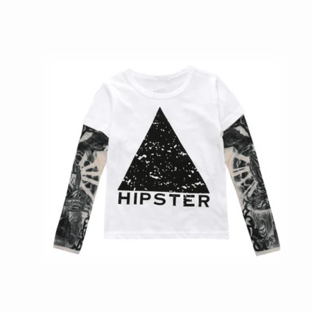 Детская футболка для мальчиков с рукавами татуировками и цифрами 7 хлопковые