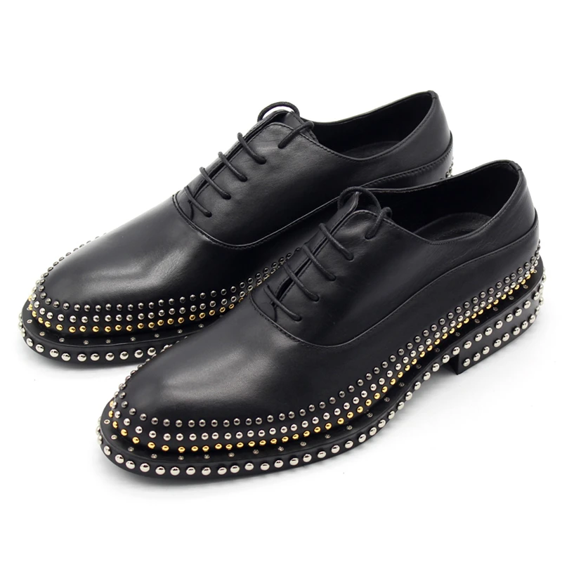 

handmade men's leather shoes rivets gentleman leather lace low to help the noble men's shoes men Oxfords