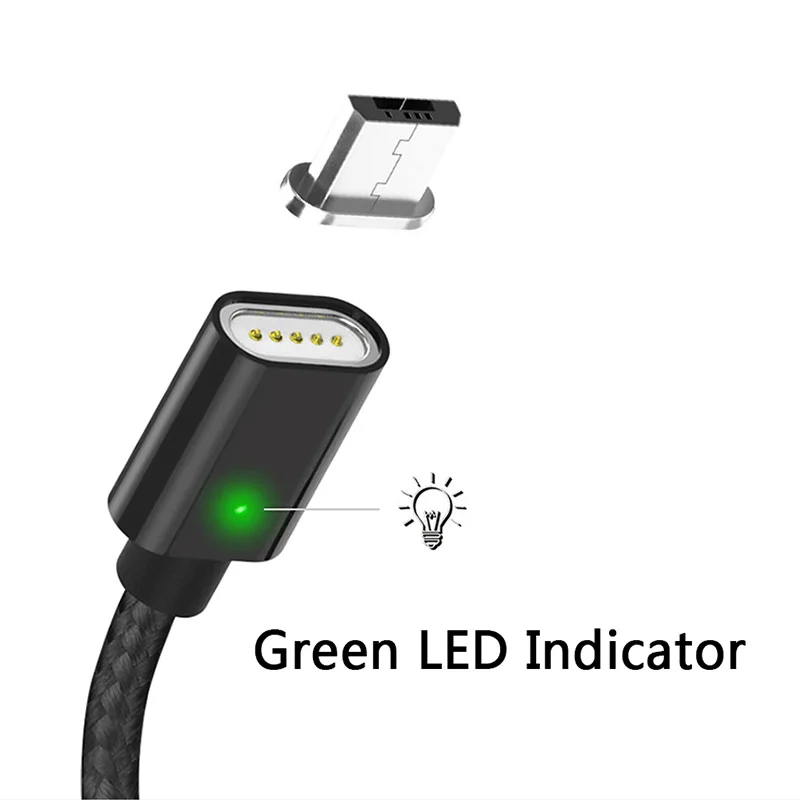 Магнитный кабель Rosinop 2.4A для быстрой зарядки 3 в 1 iphone Lightning USB Type-C samsung магнитный Micro