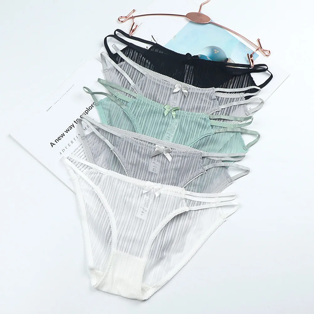 Женские прозрачные трусики в полоску Очаровательные с низкой посадкой тонкое