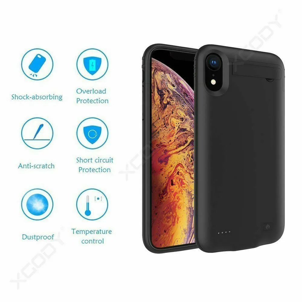 XGODY 5200 мАч умный чехол для аккумулятора для iphone XR XSMAX Внешний чехол для зарядки аккумулятора для iphone XR XSMAX с держателем для телефона