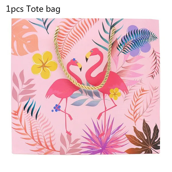 1pcs Tote bag Фламинго тема вечерние романтическая коробка для конфет Свадебные подарки бумага с Фламинго ручная сумка для праздника подарочные коробки партия поддерживает поставки - Цвет: 1pcs Tote bag