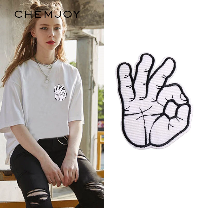 Ok Gesture вышивка с помощью утюга патч для одежды милая нашивка футболки обратной