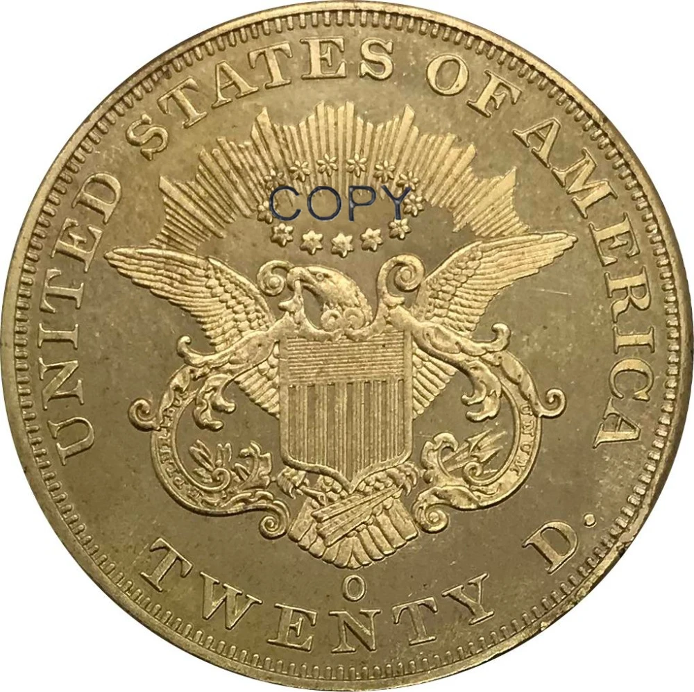 1856 O США 20 20 долларов Liberty Head двуглавый орёл Золотая монета латунь коллекционные имитация монеты
