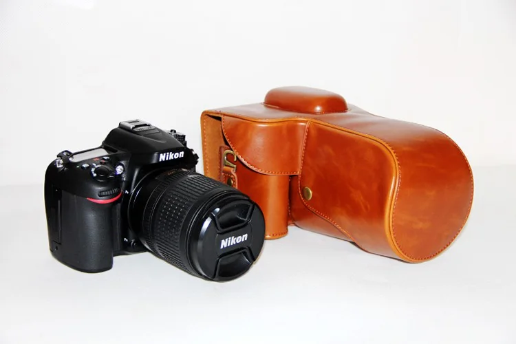 Brown Винтажный чехол из искусственной кожи для камеры Nikon D7000 D7100 D7200, сумка для камеры кофейного цвета, черного и коричневого цветов - Цвет: Brown