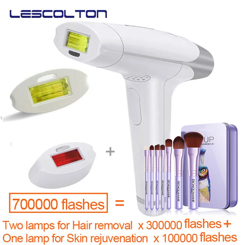 Lescolton 3в1 700000 IPL лазерная эпиляция импульсное устройство перманентное удаление волос T-009 IPL лазер Электрический depilador лазер - Цвет: Extra Lamp and Brush