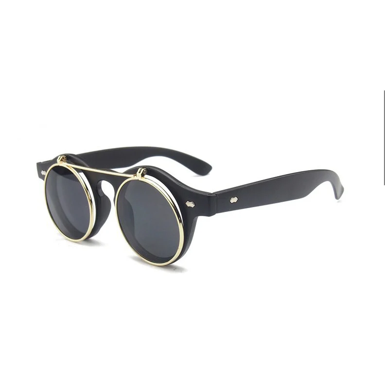 Sunglasses men Vintage Steampunk Goggles Clip on sunglasses Retro Flip Up Eyeglasses Gothic Eyewear Punk men Glasses Oculos