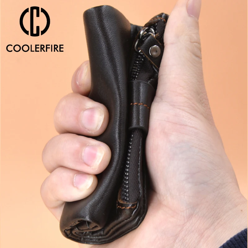 New Design Slim Purse Money Clip Fashion Men genuine leather Wallets with Coin Bag Zipper Small Purses PJ050 | Багаж и сумки