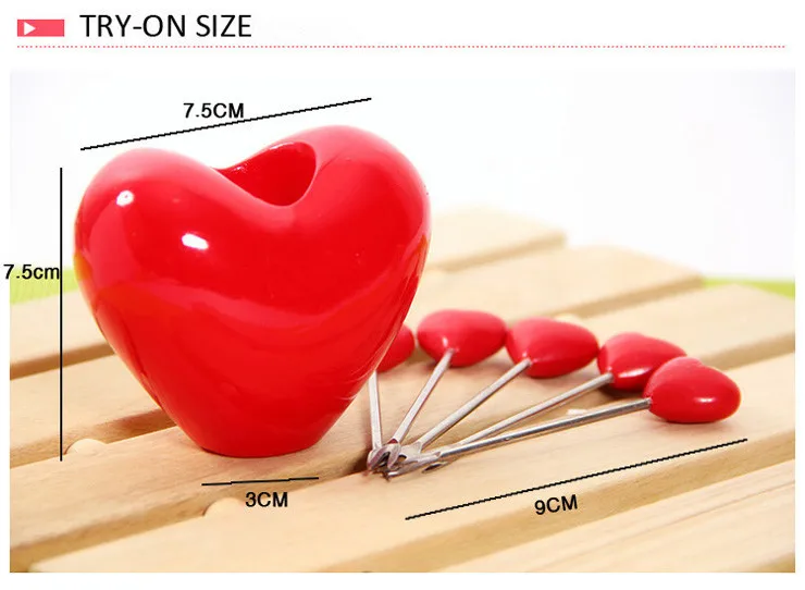 5 шт. вилки и держатели новинка вилка из нержавеющей стали с красным сердцем для