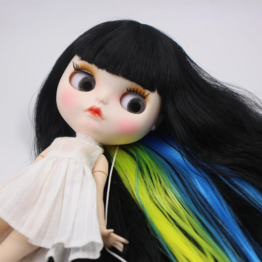 Кукла ICY DBS Blyth на заказ № BL117/3208/6208 черный микс желтый и синий волосы 1/6 BJD|Куклы| |