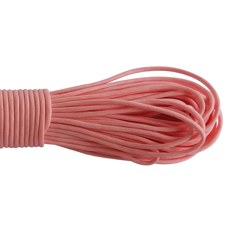 Pink 9 нитей светящийся в темноте светящийся Паракорд 550lb набор веревки для выживания парашютный шнур износостойкий 100 футов 50 футов - Цвет: Pink