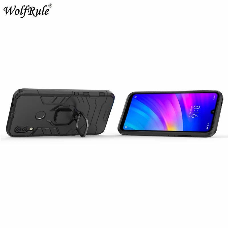 Автомобильный Чехол-держатель для Xiaomi Redmi 7 чехол 3 в 1 прочный Чехол с магнитным