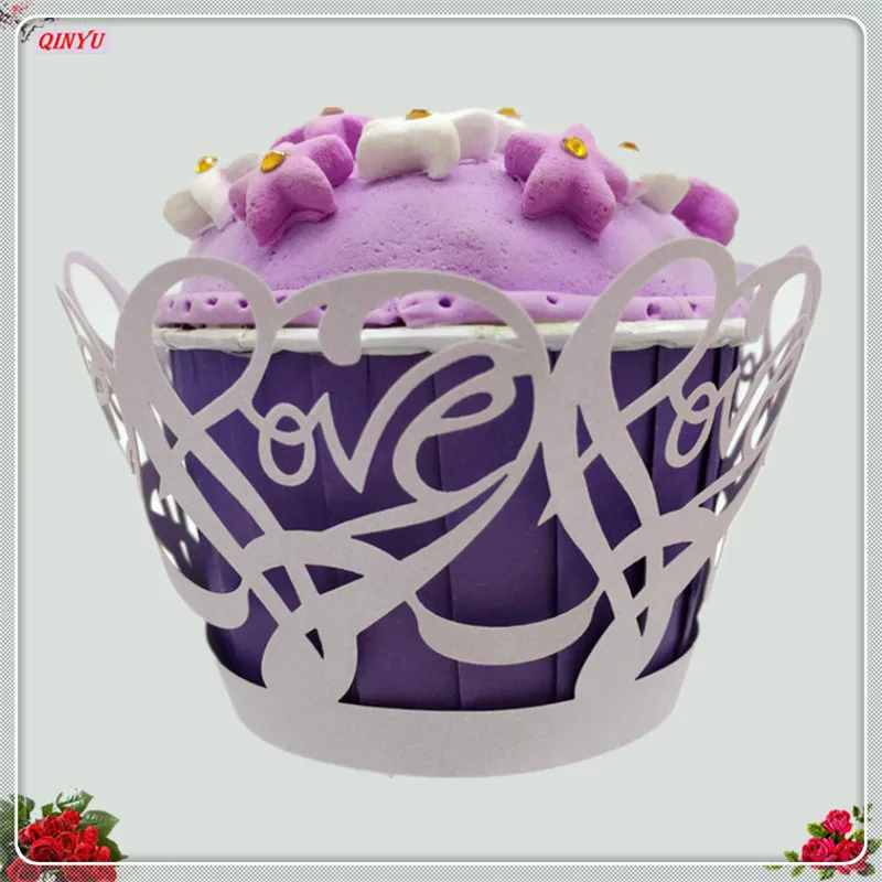 100 шт. бумажные обертки для торта с лазерной резкой футляры выпечки подарок на