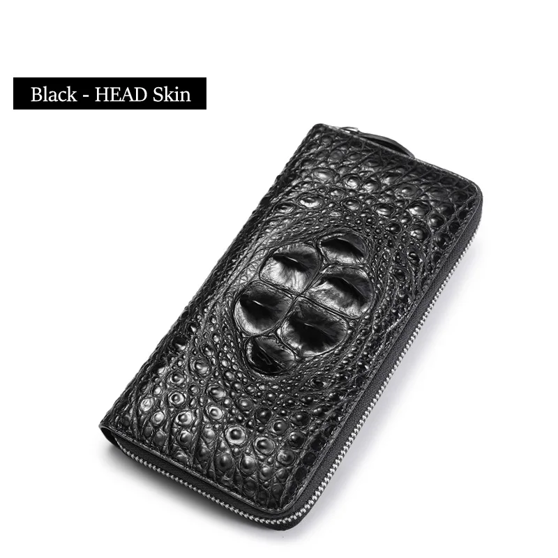 BLACK HEAD McParko мужской кошелек из натуральной кожи крокодила клатч кошелек аллигатора кожаный кошелек на молнии роскошный бренд минималистичный кошелек - Цвет: BLACK HEAD