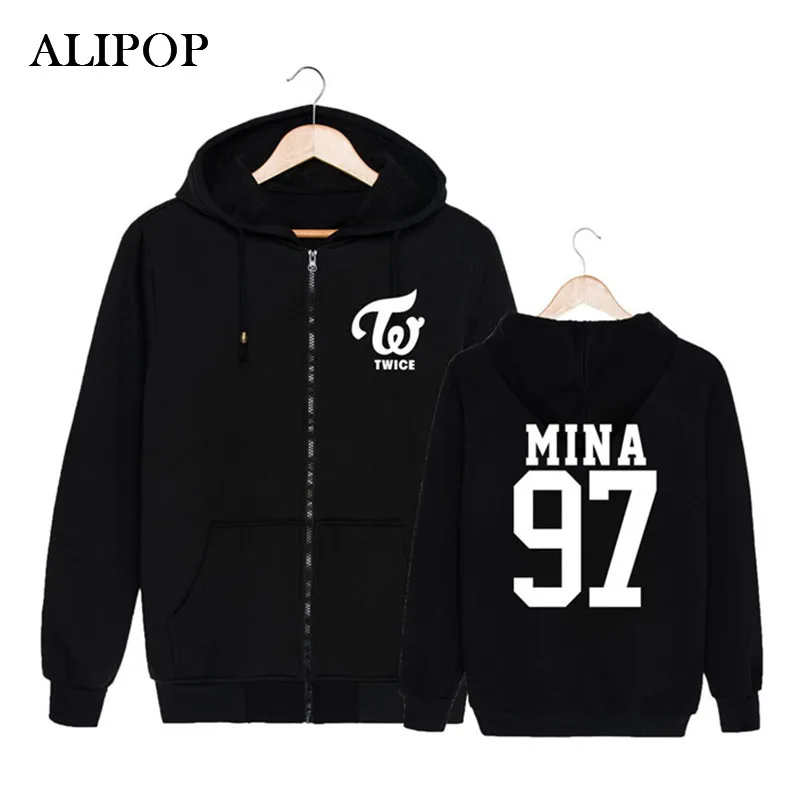 KPOP Корейская мода двойной альбом Момо разборка хлопковые Толстовки на молнии