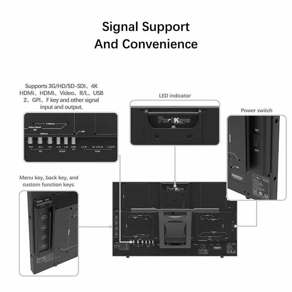 PortKeys MT20 19 5 &quotHDMI/3G SDI FHD Разрешение трансляция портативный монитор с откидной