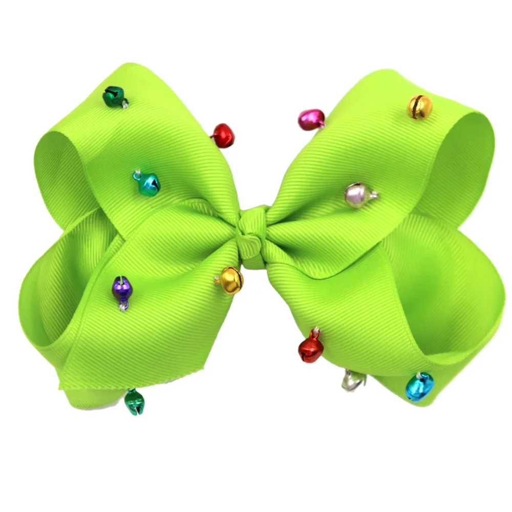 6 дюймов корсажная лента для девочек ручной работы Jingle Bells бант волос зажимы типа