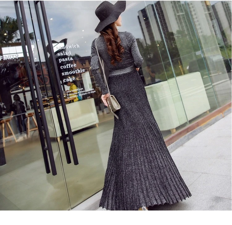 Женское длинное трикотажное платье HAMALIEL зеленое платье-свитер с длинным рукавом