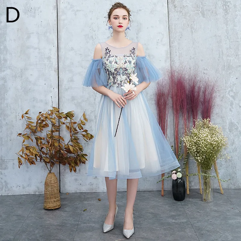 Beauty Emily Bridesmaid, короткий крем, модный светильник, синий цвет, длина по щиколотку, свадебное платье для выпускного вечера, праздничные платья для встречи выпускников